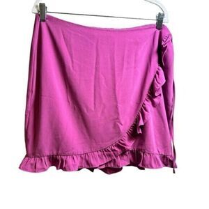 NWOT Kaileigh Women’s Plus Size Pink Faux Wrap Ruffle Short Skirt - Size XXL